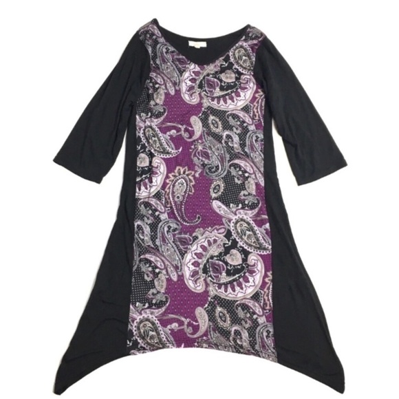 BODY TOUCH LOUNGE Nightgown Tunic Dress Paisley Shark Bite Hem Paisley Small - Picture 1 of 5